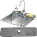 24 Silicone Faucet Mat For Kitchen Sink, Kitchen Sink Splash Guard Behind Faucet, Kitchen Faucet Mat For Kitchen Sink, Kitchen Sink Faucet Mat Splash Guard and Sink Water Splash Guard (Gray) (24" x 5.7")