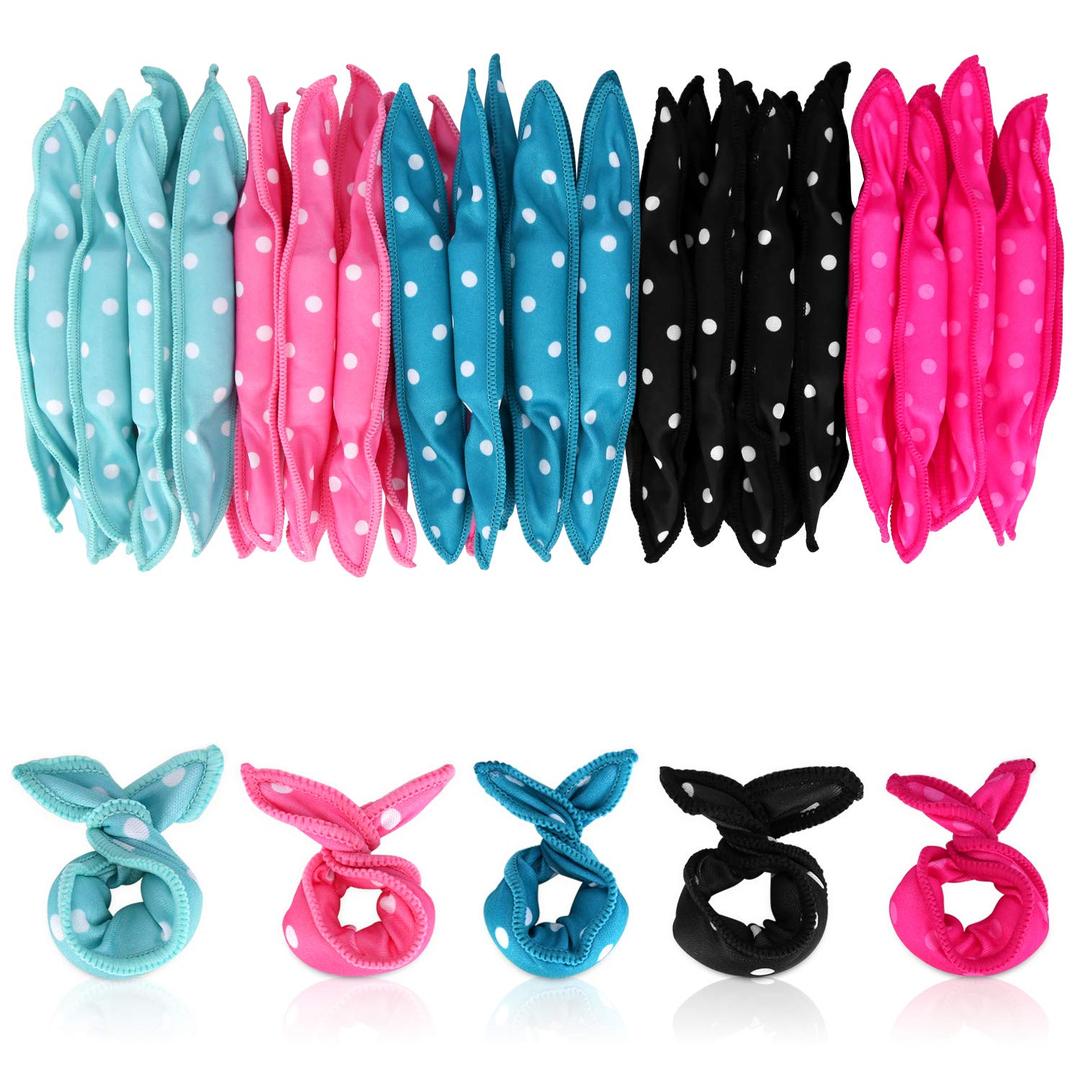 40pcs No Heat Curlers You Can Sleep in, Hair Rollers for Long Hair DIY(5 Colors) (40 Count (Pack of 1))