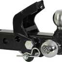 Buyers Products 1802279 Tri-Ball Truck Hitch With Hook, Solid Shank for 2 Inch Receiver Tubes, Chrome Welded Steel Towing Balls, Black Powdercoated, Towing Accessories For Trucks And Trailers