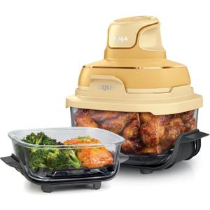 Ninja Crispi 4-in-1 Glass Air Fryer | 450F | Non-Toxic | 4QT & 6-Cup Glass Containers w/Lids | Microwave, Freezer, Dishwasher Safe | Max Crisp, Air Fry, Bake, Recrisp | Ginger Snap | FN101GD