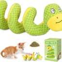 Retro Shaw 14" Large Crinkle Snake Cat Toy, Catnip & Silvervine Infused, Durable Chew Resistant Plush for Aggressive Chewers, Realistic Stuff Snake Interactive Kicker Toy for Large Indoor Cats