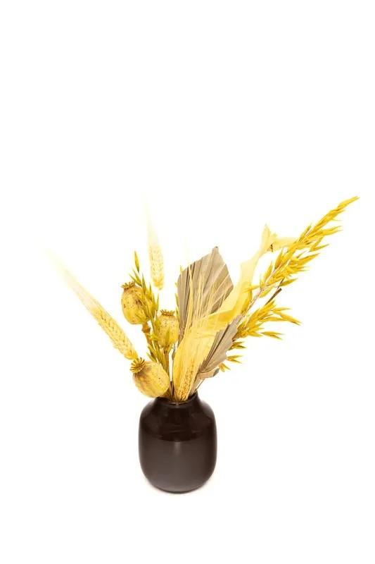 Harvesr Floral In White Vase Tan