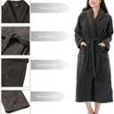 COOVA Premium Women's Plush Soft Robe  Fluffy, Warm Fleece Long Sherpa Bathrobe (Gray, XL)