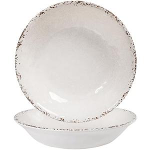 ZAROCRUS Melamine Large Serving Bowls Set of 2, 13.75" and 130 OZ Farmhouse BPA Free Salad, Pasta and Mixing Serving Bowls, Large Bowls Set for Serving Food, Durable and Dishwasher Safe, Ivory