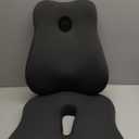 Seat Cushion and Lumbar Support Pillow Set, Sciatica Relieving Coccyx Cushion, Hemorrhoid Cushion, Chair Back Support, Ergonomic Cushion & Pillow, Office Chair Cushions for Back and Butt (Dark Grey)