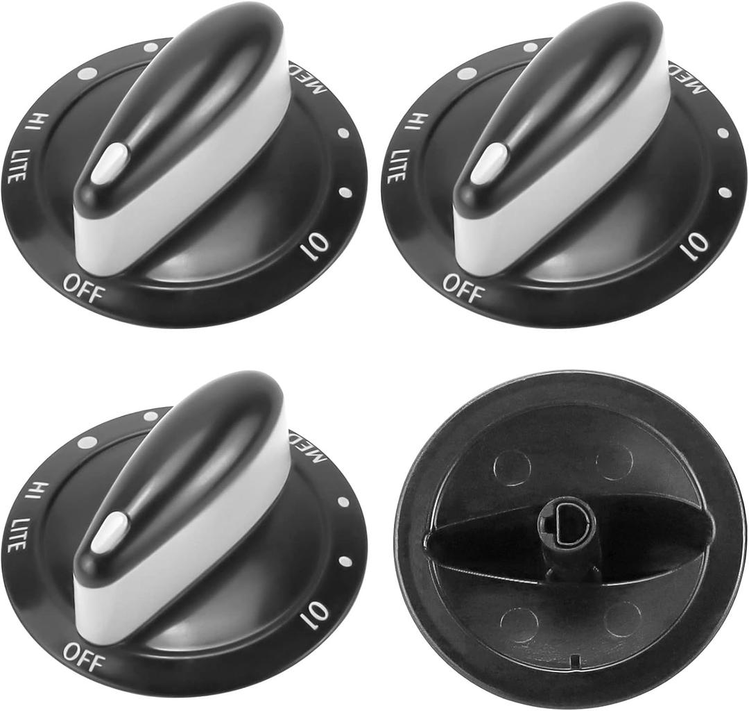 AMI PARTS 4 Pack 74011287 Gas Range Burner Knob Black Compatible with Maytag Gas Stove knobs AP4100044, PS2088607, 74011287(4 Pack)