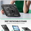 SEYMAC for iPad Air 13 Inch Case M4 / M3 / M2 (2026/2025 / 2024), Heavy Duty Shockproof Protective Case with Screen Protector, 360 Rotating Stand, Hand/Shoulder Strap and Pen Holder, Black