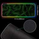 RGB Mouse Pad LED Desk Mat Large Gaming Mousepad Black and Green Line Design, Keyboard Pad XL Mouse Mat for Home and Office