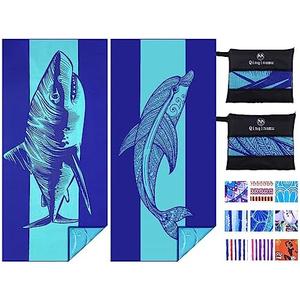 2 Pack Microfiber Lightweight Beach Towel 71"x32" Oversized Extra Large Thin Sand Free Towels Travel Swim Pool Yoga Gym Camping for Adults Women Men Beach Essentials Accessories Vacation Gift