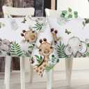 Jungle Safari Animals Rectangle Tablecloth 60 x 84 Inches, Tropical Wild Palm Leaves Decorative Dining Table Cloth, Botanical Dinner Tablecover Kids Baby Shower Birthday Party Picnic Decoration