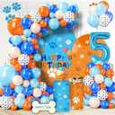 2 x Blue Dog Balloons Arch Garland Kit, 5th Birthday Party Decorations, DIY Blue Orange Nude White Dog Paw Print Balloons for Boys Girls Baby Shower Party Supplies