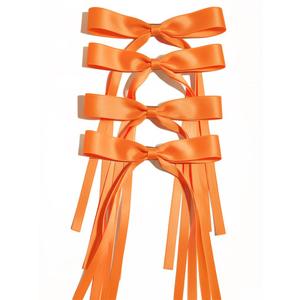 Ayesha Orange Hair Bows Clips Bows with Long Ribbon Orange Bows Barrettes Hair Accessories for Women Girls 4PCS
