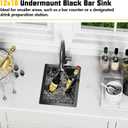 12x16In Black Kitchen And Bar Sink - Small Stainless Steel Undermount Single Bowl Drop In Kitchen&Bar Sink Ideal Choice For Small Space, Prep Area, RV With Bottom Grid,Soap Mat And Drain Assembly