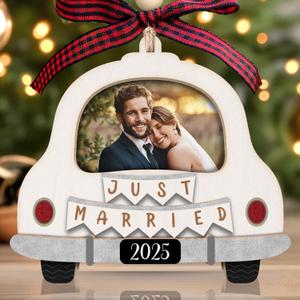 Personalized Wedding Gifts - Mr and Mrs Gifts - First Christmas Married Ornament 2025 - Wedding Gift for Couples 2025, Newlyweds, Bride - Bridal Shower Gift - Wood Ornament & Custom Photo