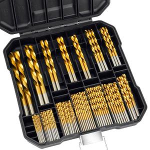Metric 99 Pcs Titanium Twist Drill Bit Set, 135° Tip High Speed Steel, Size from 1.5mm up to 10mm, Ideal Drilling in Aluminum Alloy/ Cast Iron/ Fiberglass/ Plastic/ Wood, with Index Storage Case