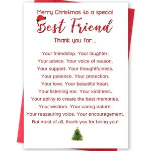8 x Funny Christmas Card for Best Friend, Happy Xmas Holiday Gift Idea for Bestie Sister, Merry Christmas to A Special Friend Card (es148)