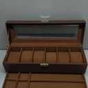 ProCase Watch Box for Men, 6 Slot Watch Display Case with Drawer, Mens Watch Case With Glass Lid, 2-Layer Jewelry and Watch Storage Watch Holder Organizer for Men Women -6 Slot, Espresso