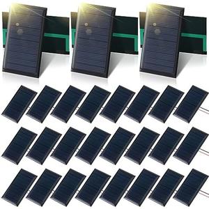 Retisee 30 Pcs Small Solar Panels Mini Polycrystalline Solar Cells 5v 60ma Epoxy Plate Photovoltaic Cells Charger Module with 10 cm Cable for Battery Charger DIY System 68 x 37 mm