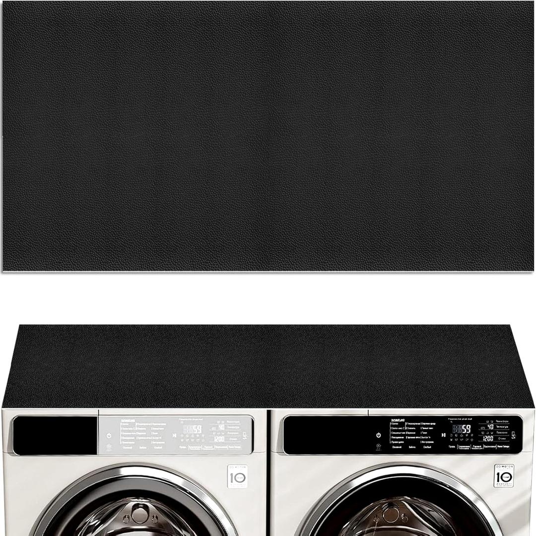 54'' x 27'' Washer and Dryer Covers for the Top, Leather Washing Machine Top Protector Mat, Anti-Slip & Scratch-Resistant Protective Washer Dryer Cover for Laundry Kitchen Home Black