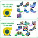 Bounce House Blower High Power Inflatable Air Blower Large PVC Bounce Castles Water Slide & Event Inflatables IPX4 Waterproof, 110-120V with 6 Stakes-1HP 750W