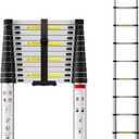 16.5 FT Telescoping Ladder, Aluminum Extension Ladder, 330 lbs Capacity with Triangular Stabilizers, Portable Collapsible Ladder for Roof, Home and RV; Silver