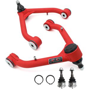 2-4 Lift Front Upper Control Arms for 1999-2006 Chevy Silverado 1500 GMC Sierra 1500 & Yukon, 2002-2006 Cadillac Escalade ESV/EXT & Avalanche 1500, 2 Replacement Ball Joints, Wrinkle Red