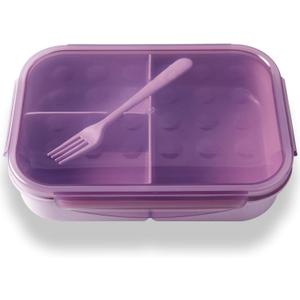 SEVENY Bento Box Adult Lunch Box, Ideal Leak-Proof Lunch Box for Women, BPA-Free Natural Wheat Fiber Material, Reusable Meal Prep Container for Body Builders Purple