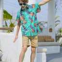 westwolf Little Big Boys Hawaiian Shirts Button Down Short Sleeve Tops Hawaiian Shirt for Kids 3-14T (11-12 Years, 01 Green Pineapple)