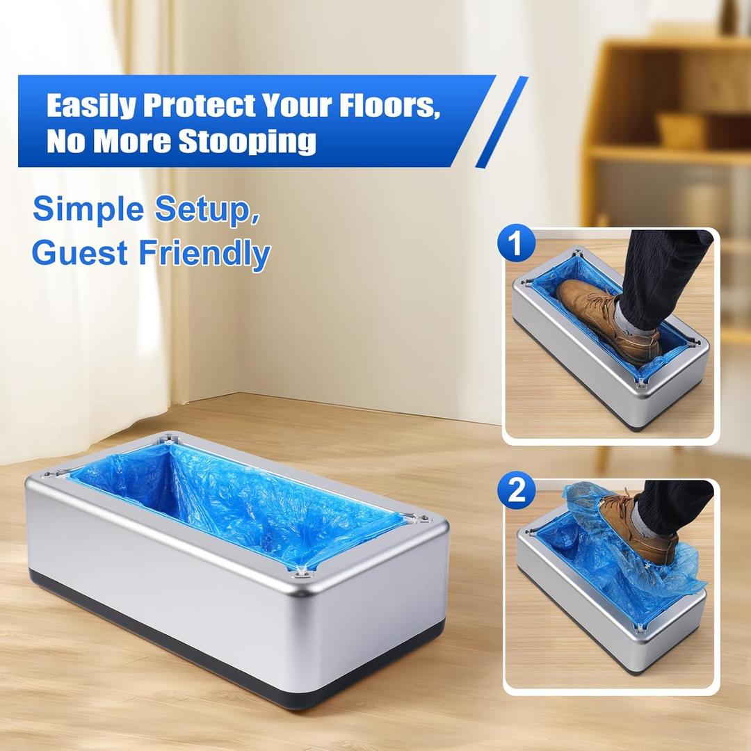 Shoe Covers Dispenser, User-Friendly and Reliable Shoe Cover Machine, Fits Size Up to 11 US Men, Widely Applicable in Indoor(Silver)