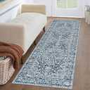 KUTA Vintage Washable Runner Rug, 2x6 Blue White Runners for Hallways Non-Slip Kitchen Rugs Ultra Soft Printed Distressed Floral Floor Carpet for Laundry Bedroom Living Room Nursery