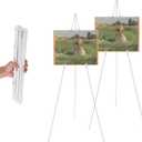 2 Pack White Easel Stand for Display Wedding Sign & Poster,63 Inches Tall Adjustable Art Easel for Display Holder- with Bag Collapsable Portable Poster Easle - Floor Lightweight Metal Easel Tripod