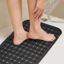 PATIKIL 27.95 x 14.17 Non-Slip Shower Mat, PET Bathtub Floor Mat with Suction Cups & Drain Holes for Shower Stall Bathroom Bathtub, Black
