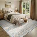 Lofus 9x12 Washable Area Rug for Living Room, Non-Slip Beige Boho Carpet
