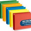 Blue Summit 50 Extra Capacity Hanging File Folders Letter Size, 2 Inch Expansion, Hanging File Folders Extra Capacity, Designed for Bulky Files, Filing Cabinets, Medical Charts, Assorted Colors