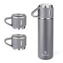 Stainless Steel Thermo 500ml/16.9oz Vacuum Insulated Bottle with Cup for Coffee Hot drink and Cold drink water flask.(Gray,Set)