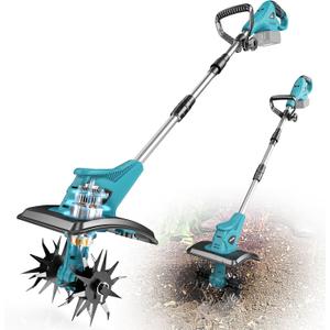 Cordless Tiller Cultivator for Makita 18V Battery: MtiolHig Tiller for Gardening 360RPM Electric Garden Tiller, Brushless Rototiller 9" Width and 6.3" Depth for Lawn/Soil Cultivation (No Battery)