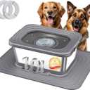 Decflow 10L Stainless Steel Dog Water Bowl, No Spill Anti-Splash Dog Bowls with XXL Silicone Mat, Spill-Proof Slow Feeder for Messy Drinkers, Heavy Duty Pet Bowls for Indoor/Outdoor Use Grey