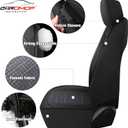 CAROMOP Premium PU Leather&Flannel Car Seat Covers Full Seats,Split Bench Compatible Car Interior Covers, Universal Fit Most Car Sedan Truck SUV(5-Seat Black/Grey)