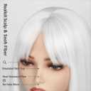 Long Straight White Wig for Women,White Wig with Bangs Heat Resistant Synthetic Womens Hair Wigs for Cosplay Party Halloween