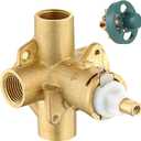 2510 Shower Valve Compatible with Moen Posi-temp Valve, Brass Pressure Balancing Valves with 1222 Cartridge, 4-Port Design for Tub/Shower, 1/2" IPS Connections