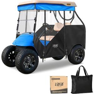 10L0L Golf Cart Deluxe Driving Enclosure 2 Passenger Fits EZGO TXT & RXV Golf Cart Only, Heavy Duty 600D Waterproof Portable Drivable Golf Cart Storage Cover Enclosure