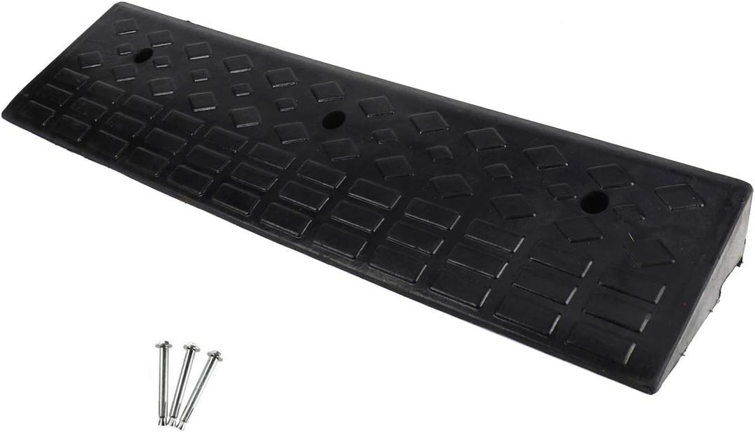 MYOYAY 4'' Rise Rubber Curb Ramp Heavy Duty Rubber Threshold Ramp 10 Ton Car Vehicle Curbside Driveway Ramp for Loading Dock Sidewalk Wheelchair, 38'' (L) x 9.84'' (W) x 4'' (H) (4inch)