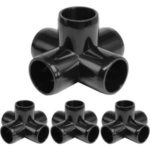 5 Way PVC Pipe Fittings 3/4 Inch, Zernmiarder Black PVC Elbow Corner Side Outlet Tee Fitting, SCH40 Furniture Grade Pipe Connectors - Fits 3/4" Polyvinyl Chloride Pipes, 12 Pieces