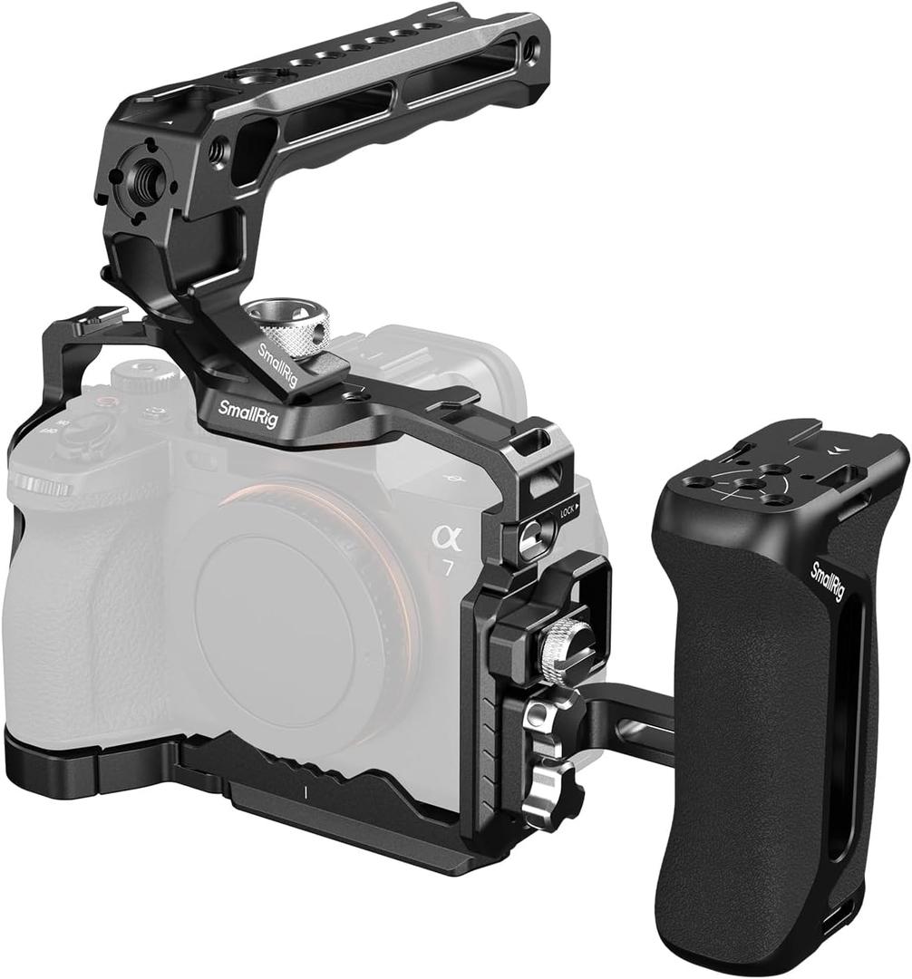 SmallRig HawkLock Quick Release Cage Kit for Sony Alpha 7R V/Alpha 7 IV/Alpha 7S III/Alpha 1 / Alpha 7R IV/Alpha 7 V, Full Cage with Top & Side Handle, Cable Clamp (Upgraded Version)