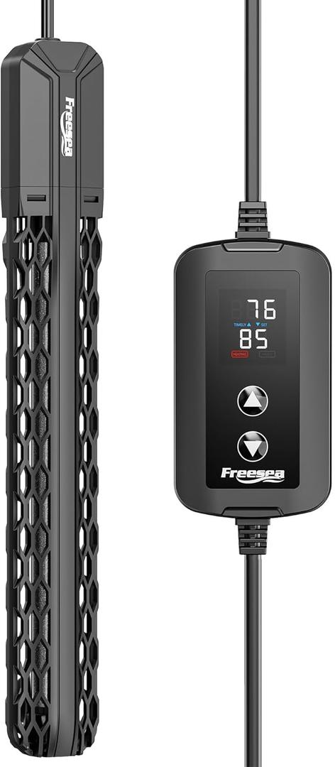 FREESEA Aquarium Heater for Fish Tank: 100W/200W/300W/500W Submersible Fish Tank Heater with Over-Temperature and Off-Water Protection for 75-120 Gallon Saltwater and Freshwater
