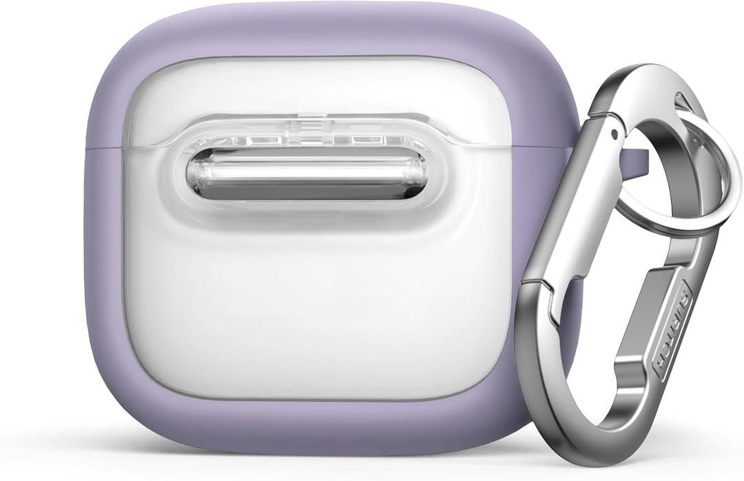 SURITCH Magnetic Cases for AirPods 4 Earbuds, Compatible with MagSafe, Shockproof Cases for AirPods 4th Generation, Rugged Protective Cover with Secure Lock & Carabiner & Cleaning Kit, Purple
