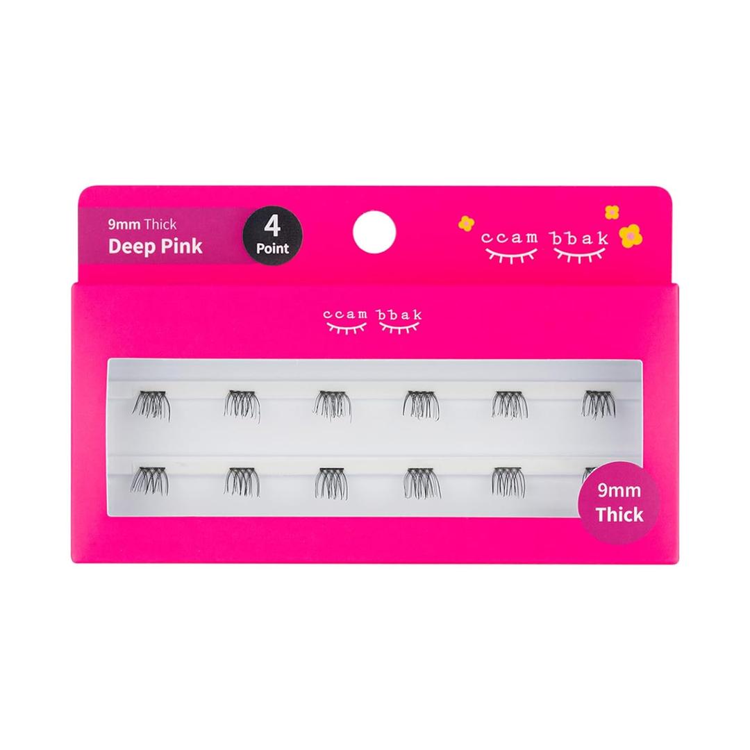 CCAMBBAK Original Looks So Natural False Eyelashes Handmade Lightweight Individual Lashes Extension Lengthening Wisps - Featherlight Synthetic Reusable (9mm Thick (Black), 4 Point)