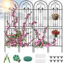 Metal Garden Trellis, 86.7" H x 19.7" W Black Coated Wire Lattice Panel, Sturdy Plant Support for Climbing Roses Vines Cucumbers Vegetables Outdoor Patio Yard (4 Packs)