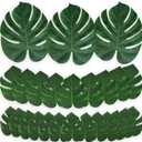 Moon Boat 120PCS Tropical Palm Leaves Plant Imitation Leaf-Hawaiian/Luau/Jungle Party Table Decorations