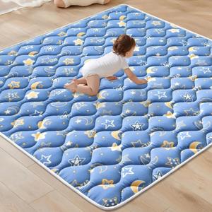 Premium Foam Baby Play Mat 79" X 71", Extra Large Activity Playmats for Babies,Toddlers, Infants, Soft Thicker Sponge Baby Mat for Floor, Play & Tummy Time, Machine Washable for Easy Care (D-blue Sky)